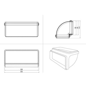 Kaitlentės priedas  Vertical curve rectangular shape (220x90)