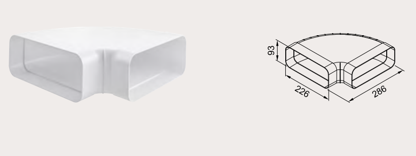 Gartraukio priedas  90° bend connector (AIR-DUCT SYSTEM) for 340.0708.968, 340.0708.975