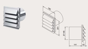 Gartraukio priedas  External outlet for round pipe with grid (AIR-DUCT SYSTEM) for 340.0708.968, 340.0708.975