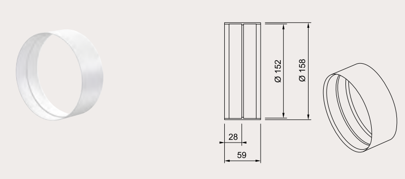 Gartraukio priedas  Connector for round tube (AIR-DUCT SYSTEM) for 340.0708.968, 340.0708.975