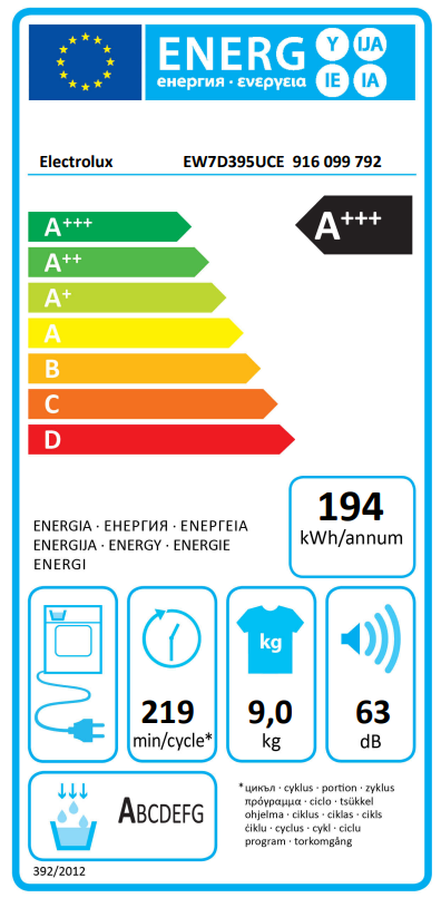 Džiovyklė Electrolux EW7D395UCE