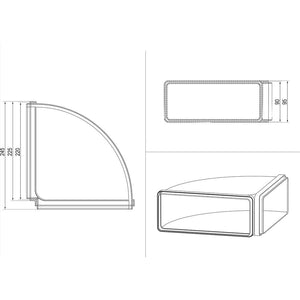 Kaitlentės priedas  Horizontal curve rectangular shape (220x90)