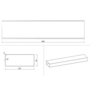 Kaitlentės priedas  Pipe rectangular shape (220x90), 1m