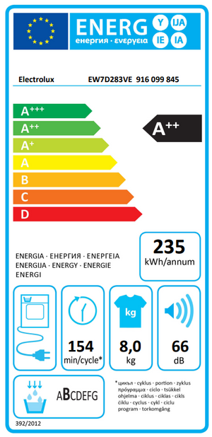 Džiovyklė Electrolux EW7D283VE