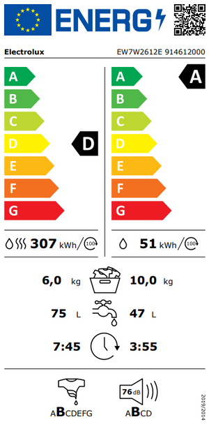 Skalbyklė-Džiovyklė Electrolux EW7W2612E