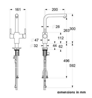 Maišytuvas  L-shape 4N1 Tap Brushed Steel  4N1LBS