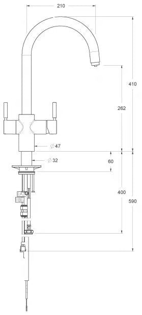 Maišytuvas  J-shape 3N1 Tap Brushed Steel J3N1BS