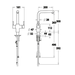 Maišytuvas  L-shape 3N1 Tap Brushed Copper 3N1BC