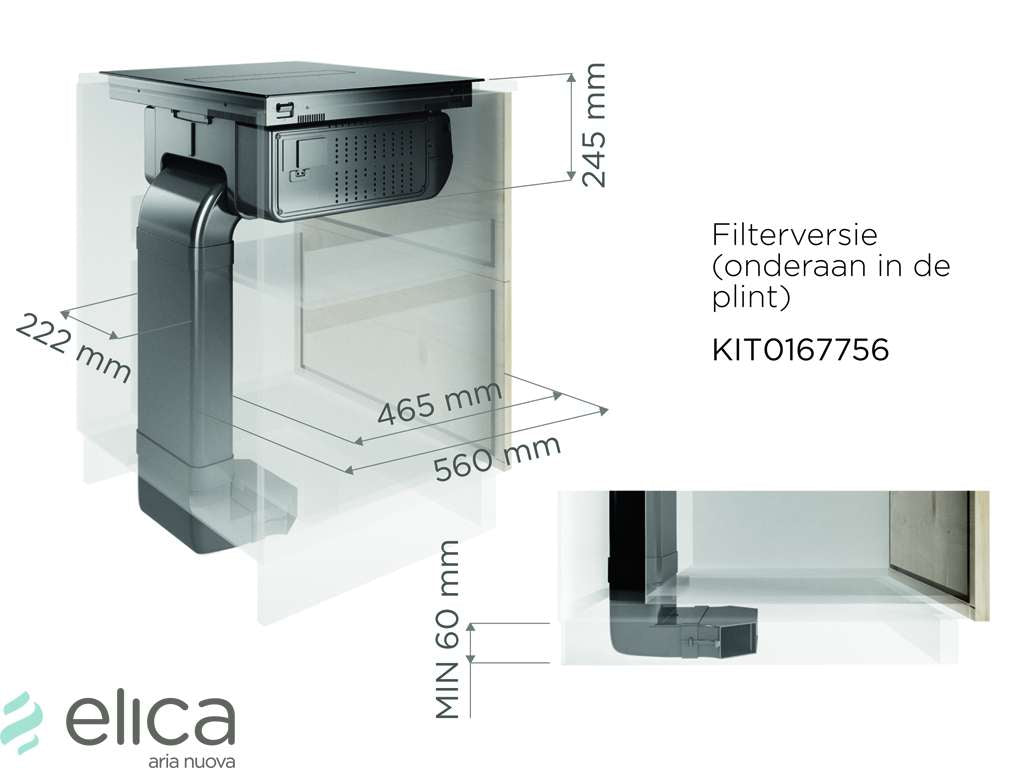 Gartraukio priedas Elica Recycling kit plinth-in for Nikolatesla FIT / FIT 3Z / FIT XL / PRIME S / ALPHA  (Filters included)