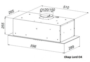 Juodos spalvos į spintelę montuojamas gartraukis Lord O4 60 cm